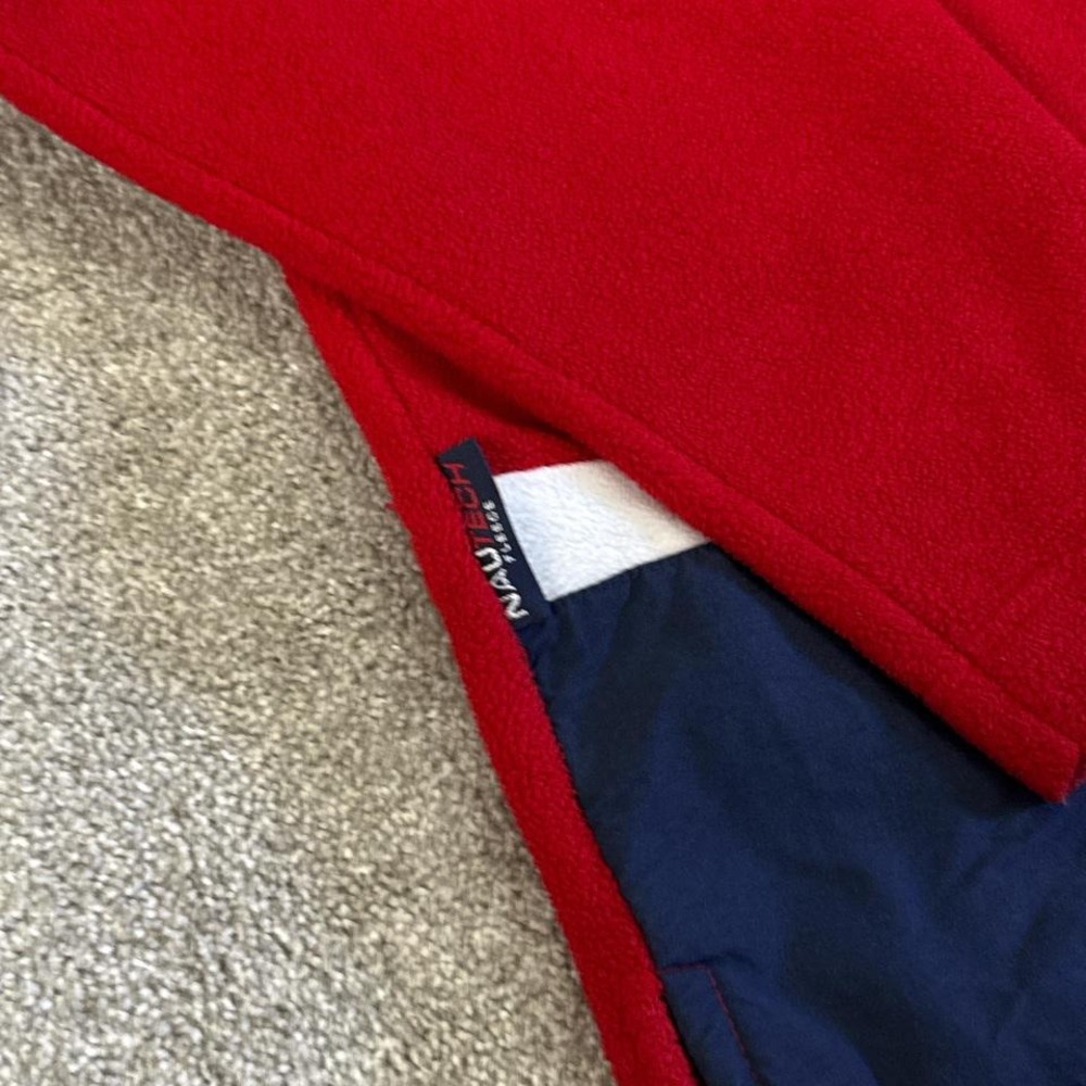 Vintage Nautica Fleece Jacket Made in USA Red White Blue Men's XL - Picture 7 of 8